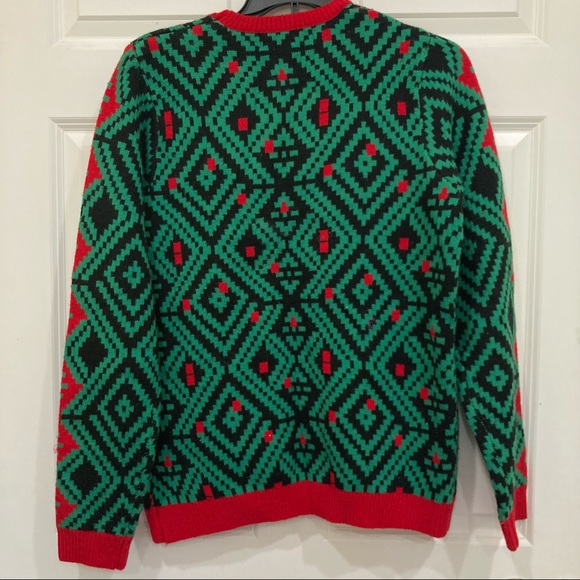 Ugly Christmas Sweater Llama Sunglasses Large Jolly sweaters knit red/green - Picture 2 of 5